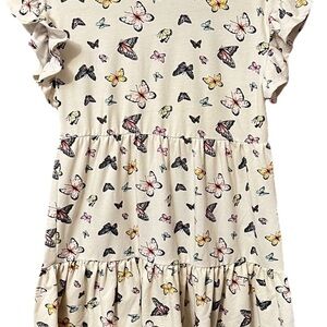 Steve Madden Cream Ruffle‎ Butterfly Print Skater Dress Youth Size 14/16